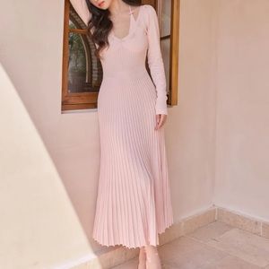 Lace made pink midi dress size L